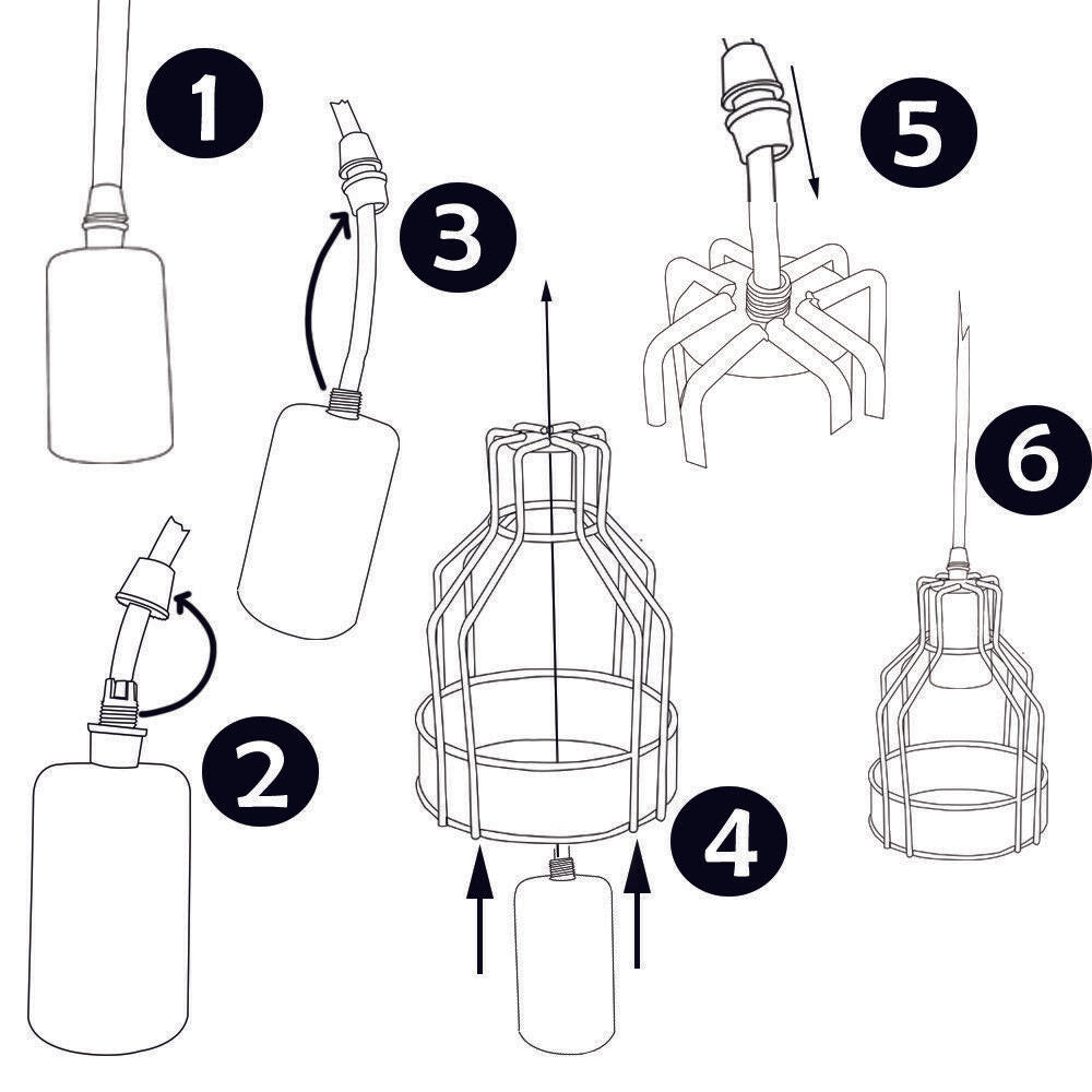 Vintage Ceiling Pendant Light Shades Metal Caged Design 3 Head Chandelier Light~4058 - LEDSone UK Ltd