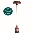 2m bruine ronde kabel E27-fitting koperen houder~1718 
