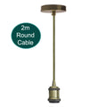 2m legergroene ronde kabel E27-fitting, groen messing~1721