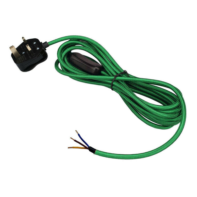 Plug In Pendant Fabric Flex Cable 2m With Inline Switch~1923 - LEDSone UK Ltd