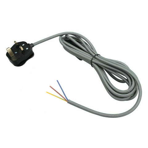 2m stekkerbare stoffen lampenkabel met 3 aders en aan/uit-schakelaar ~1923 
