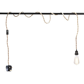 2M Plug In Pendant hennep met schakelaar en houder zwart ~3870