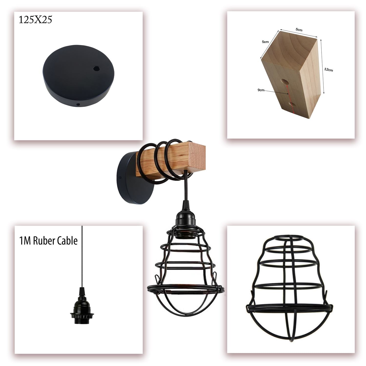 Vintage indoor Wall Light Black Metal Modern Wall Lamp UK~1342 - LEDSone UK Ltd