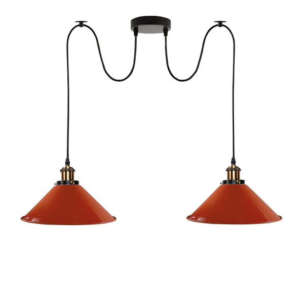 2-weg Retro Industriële plafondkabel E27 Hanglamp hanglamp~3403 – Oranje / Ja