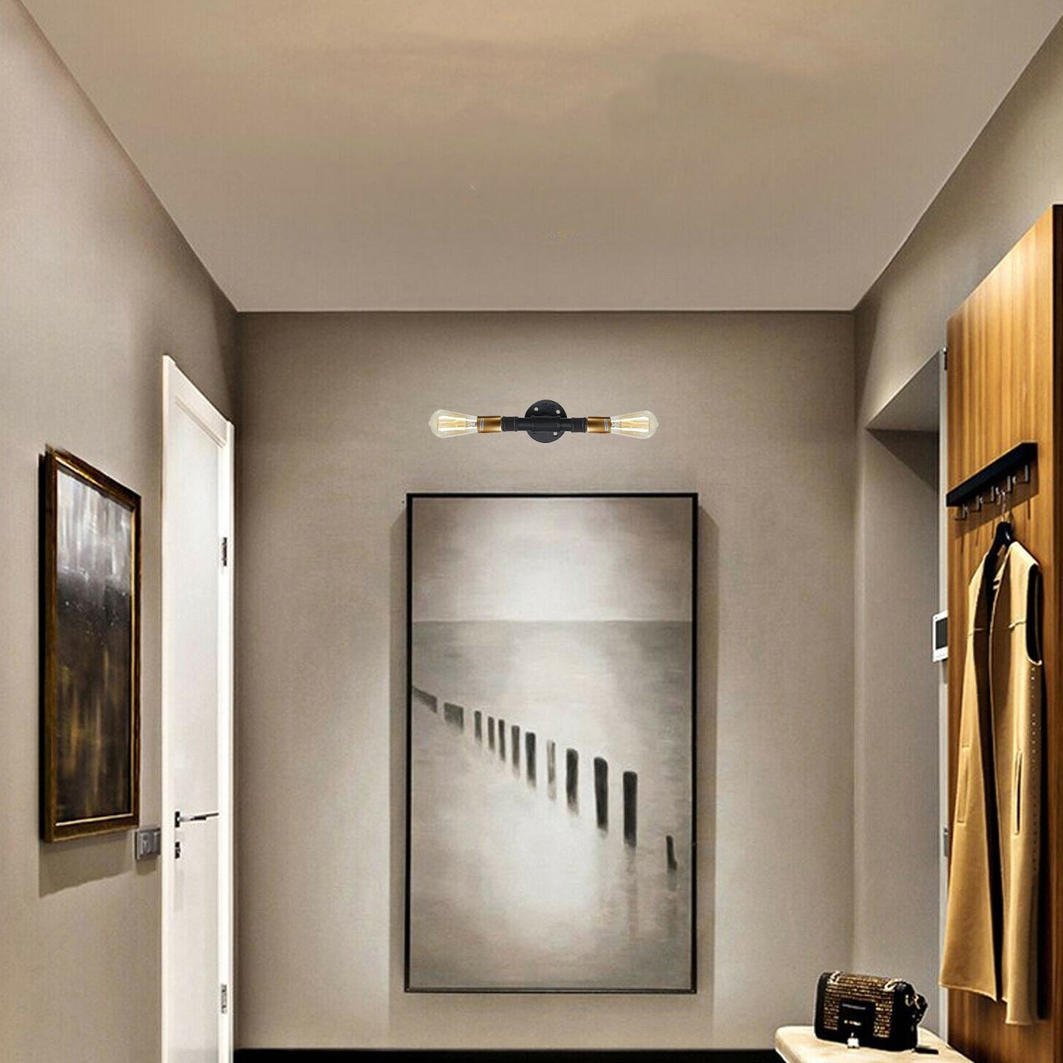 Industrial Wall Lamp Light Fixture Retro Steampunk Water Pipe 2-Light~1278 - LEDSone UK Ltd