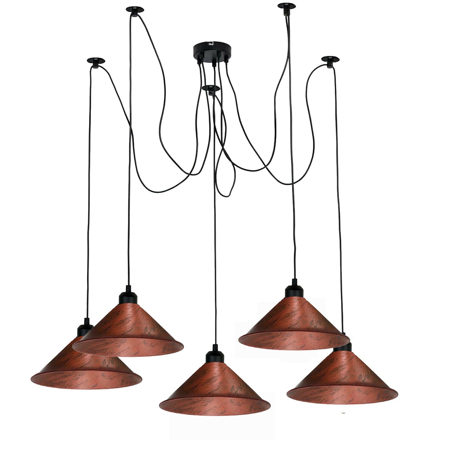 Modern Industrial Rustic Red Spider Ceiling Pendant Light Metal Cone Shade Indoor Hanging Light~3397 - LEDSone UK Ltd