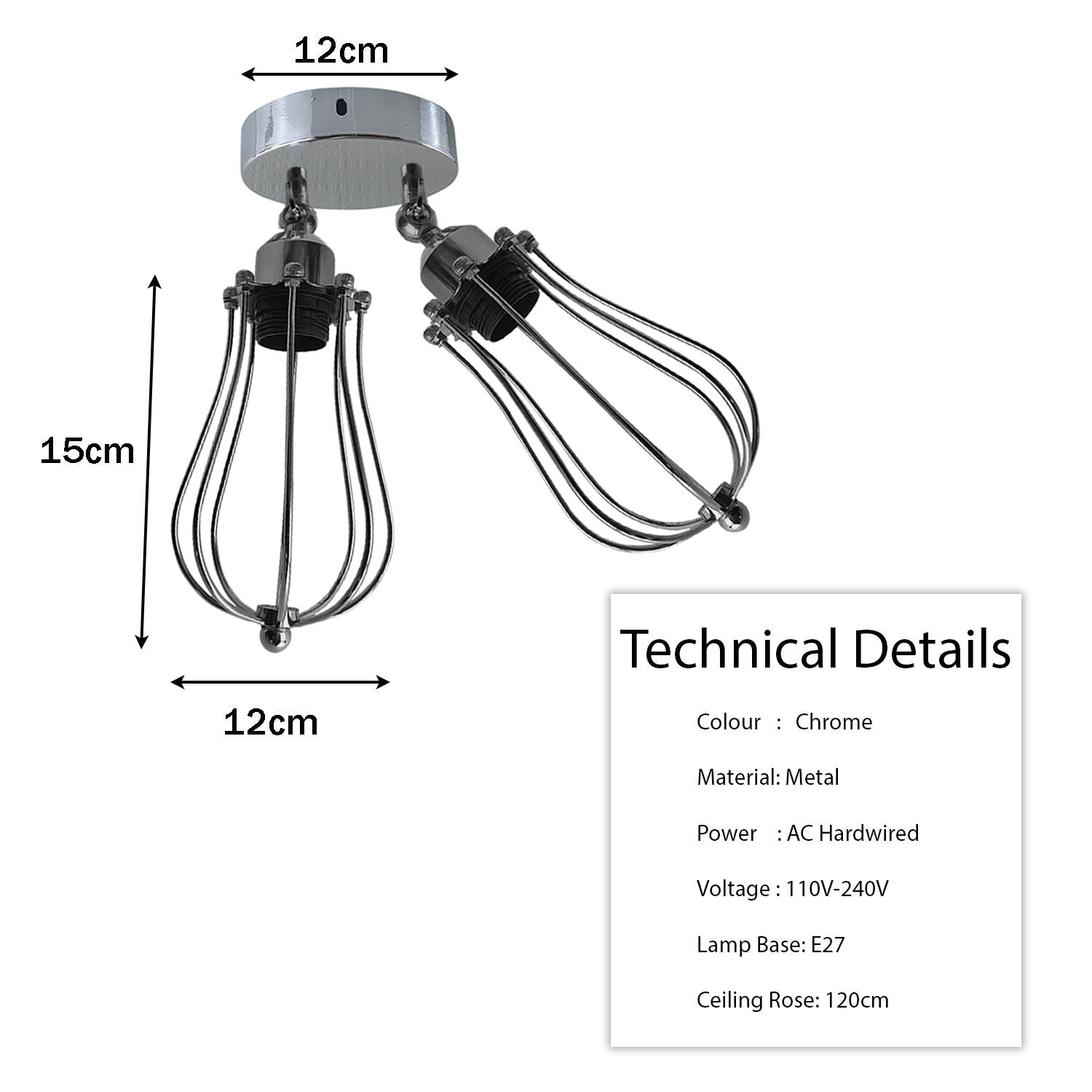 wire cage 2 head pendant light