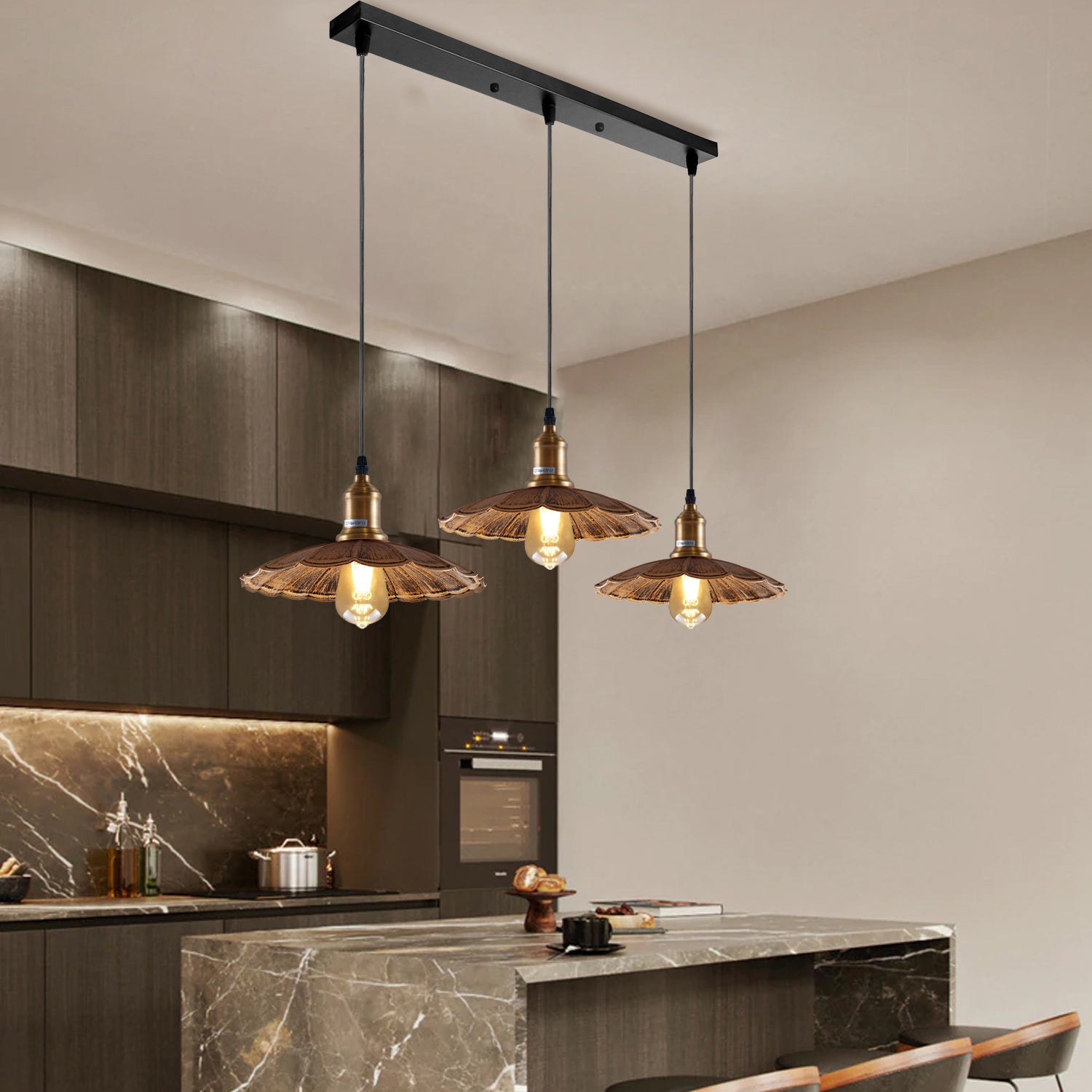Hanging kitchen island light fixture