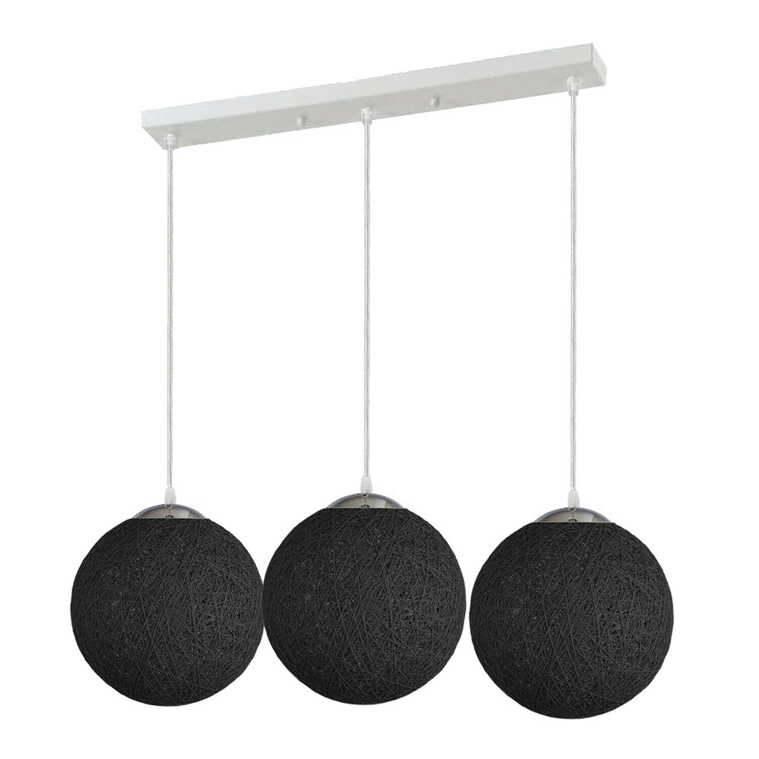 Black 3 light Rattan Pendant Light Fixtures
