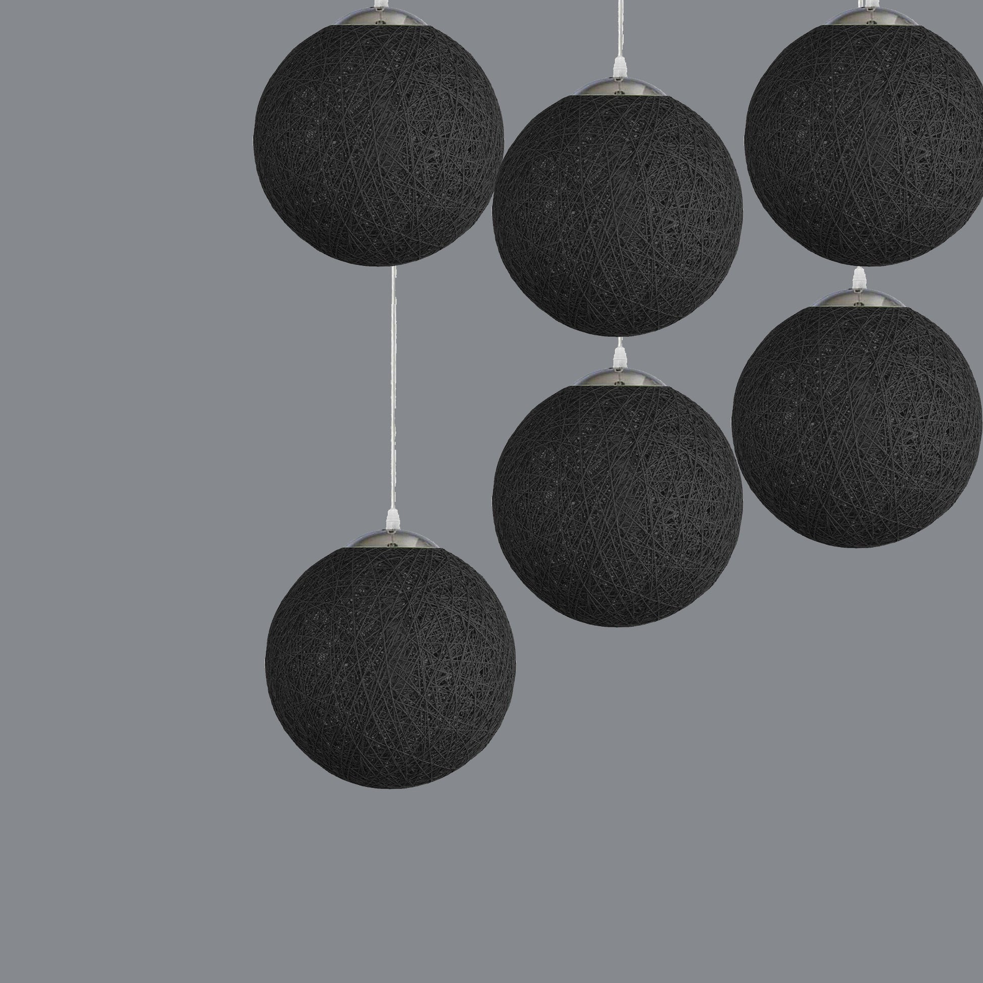 Black 3 Outlet Pendant Woven Rattan Dome LED Pendant Transitional for Kitchen Living~1879 - LEDSone UK Ltd