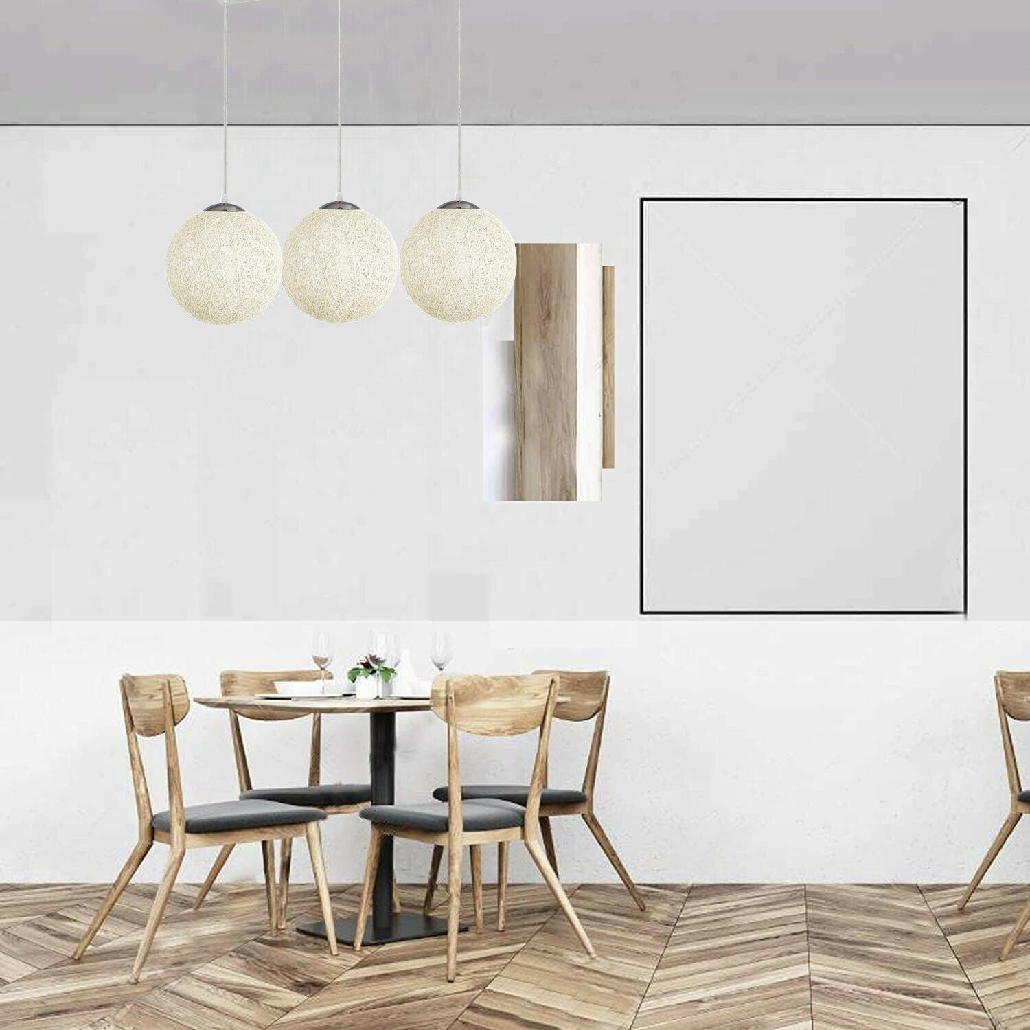 White Multi Outlet Lattice Wicker Colour Rattan Globe Light~1829 - LEDSone UK Ltd