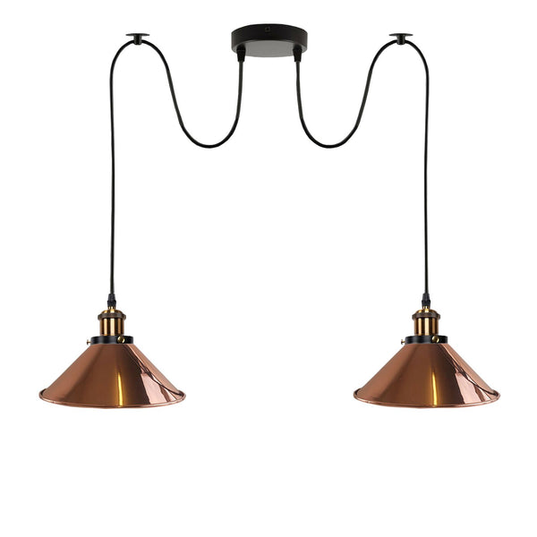 2-weg Retro Industriële plafondkabel E27 Hanglamp hanglamp~3403 – Roségoud / Ja