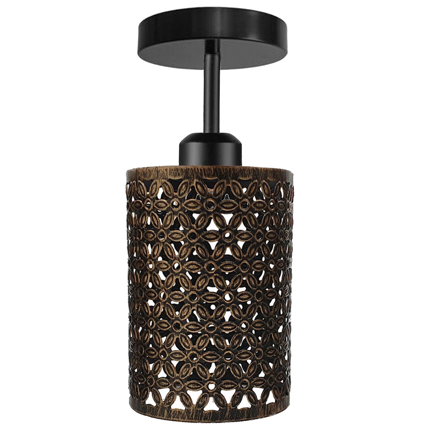 Vintage Metal Cage Wire Barrel Pendant Light 