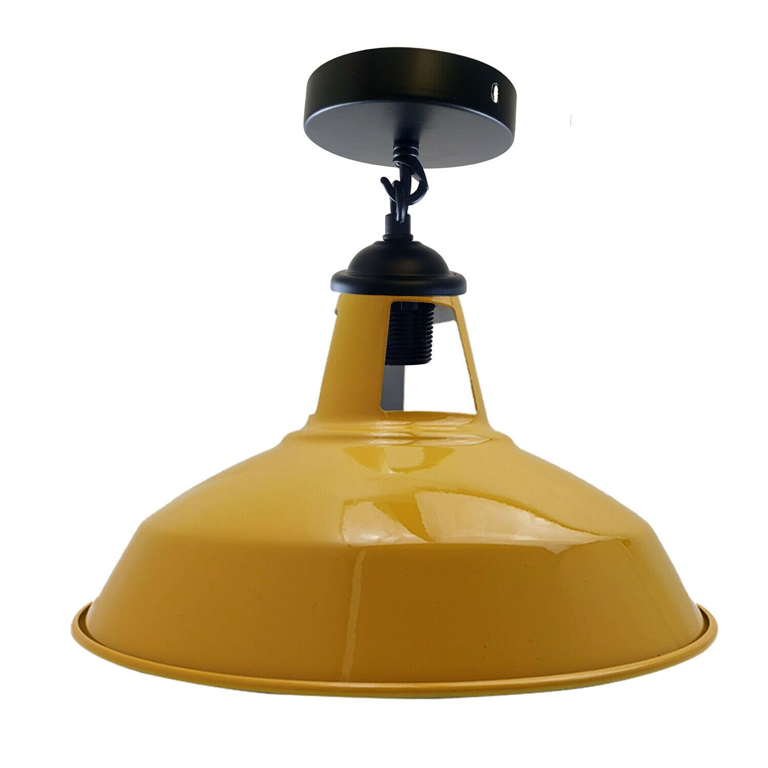 Colour Industrial Metal Ceiling Plate Light Holder & Retro Pendant Lamp Shade~1412 - LEDSone UK Ltd