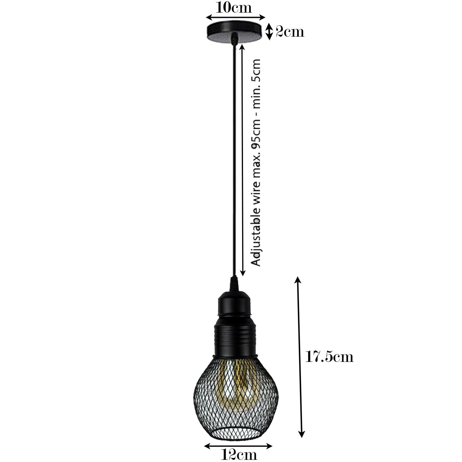 modern ceiling pendant lamp cage fitting black small vintage light~1352 - LEDSone UK Ltd