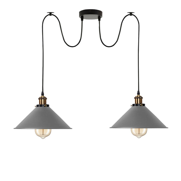 2-weg Retro Industriële plafondkabel E27 Hanglamp hanglamp~3403 – Grijs / Ja