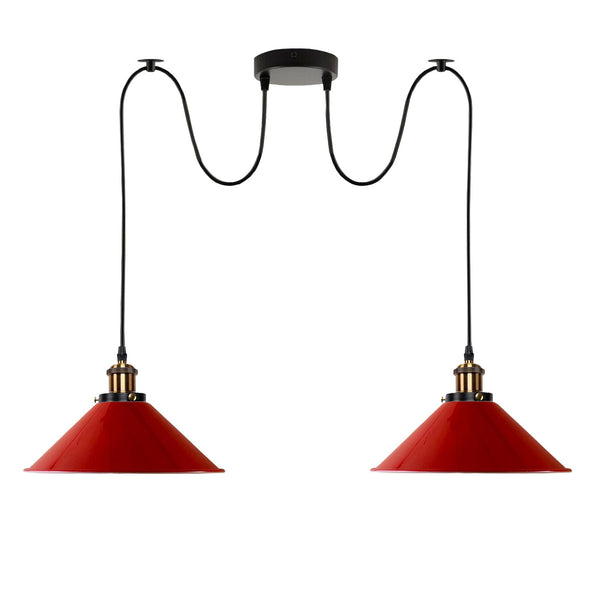 2-weg Retro Industriële plafondkabel E27 Hanglamp hanglamp~3403 – Rood / Nee