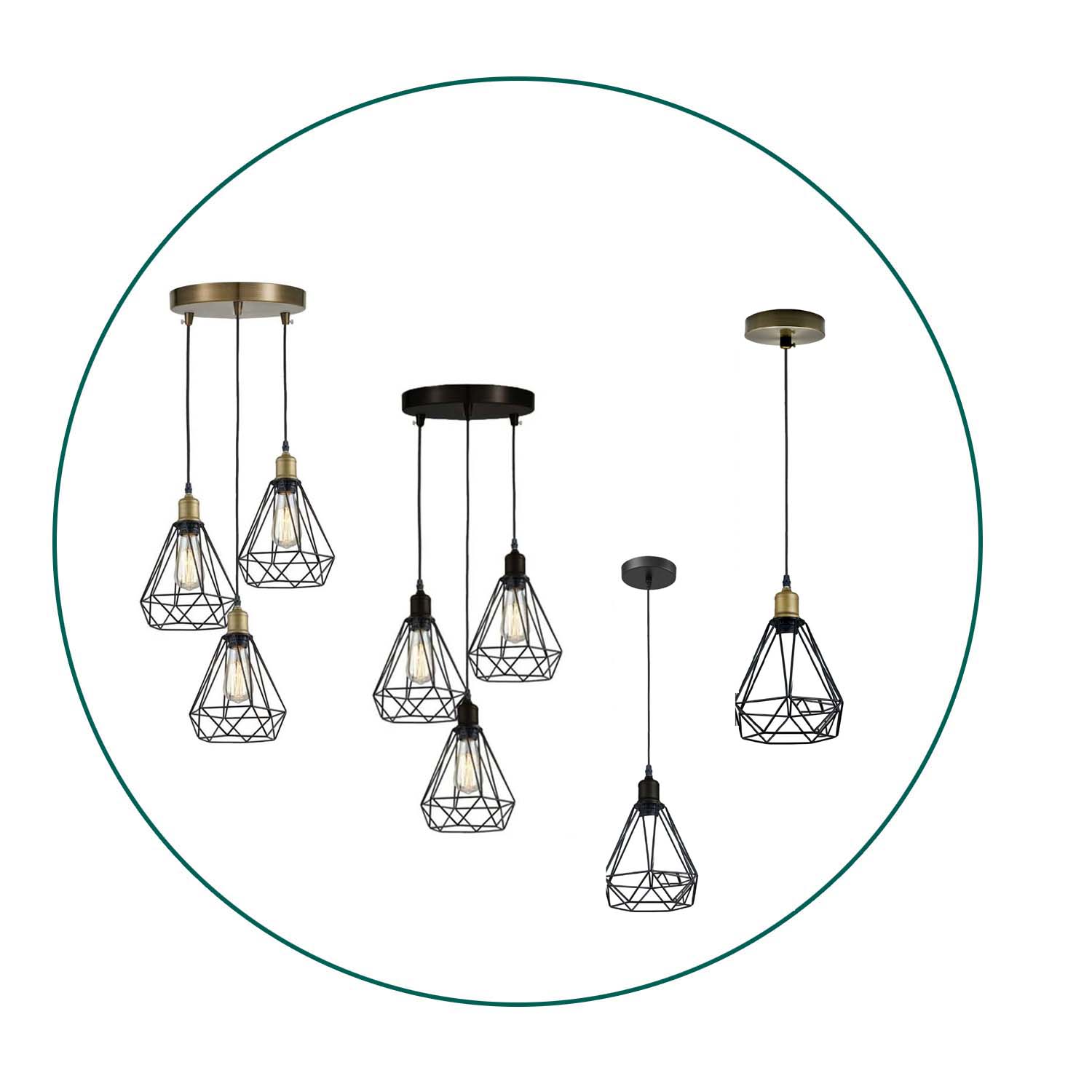 Vintage Industrial Retro Suspended 3 Head Ceiling Pendant Light 