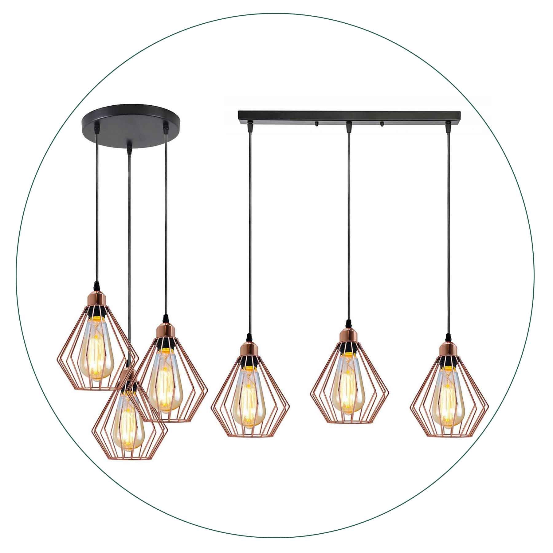 Modern Ceiling Pendant Light Cage Fitting Rose Gold Diamond image