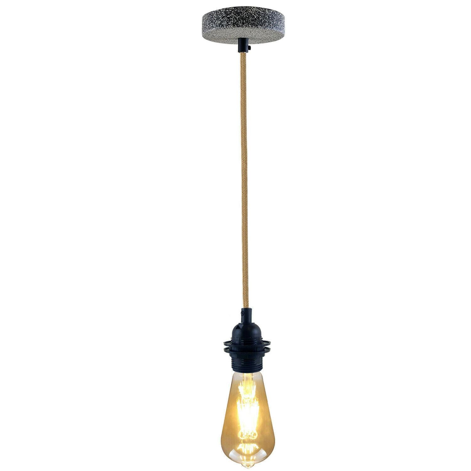 Industrial Vintage Retro Ceiling Rose Fabric Flex Hanging Pendant Lamp Holder~1245 - LEDSone UK Ltd