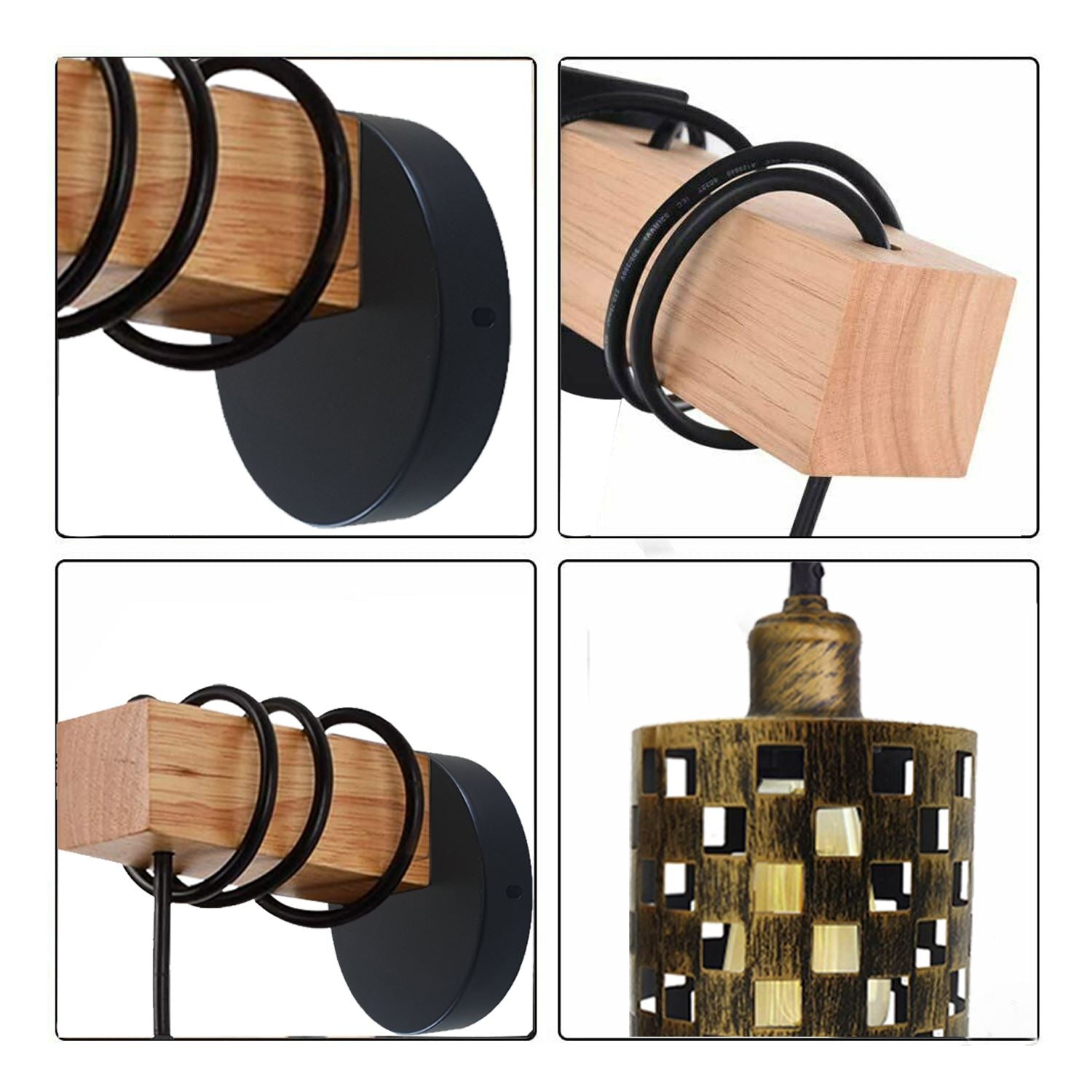 Vintage Industrial Retro Matel Wood Wall Lights Sconce Lamp Kit~1317 - LEDSone UK Ltd
