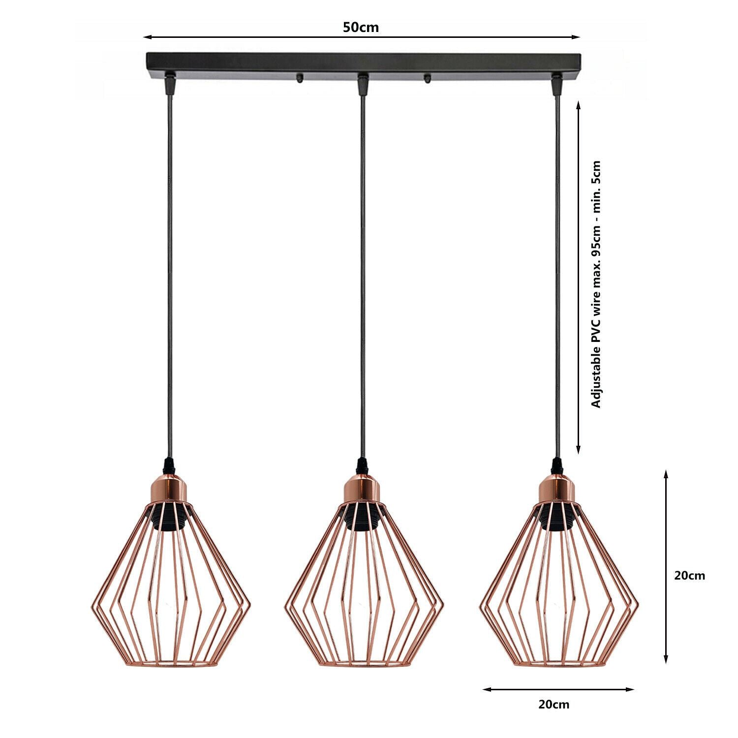Modern Ceiling Pendant Light Cage Fitting Rose Gold 