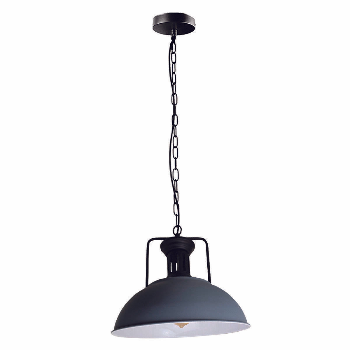 Grey Industrial Metal Ceiling Pendant Shade Modern Hang Retro Pendant Light~3412 - LEDSone UK Ltd