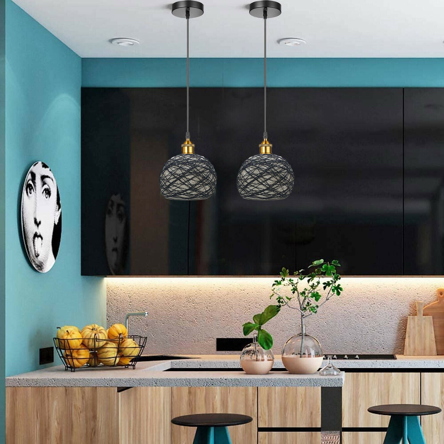 Vintage Industrial Retro Style Modern Rattan Ceiling Pendant Light Lampshade~3553 - LEDSone UK Ltd