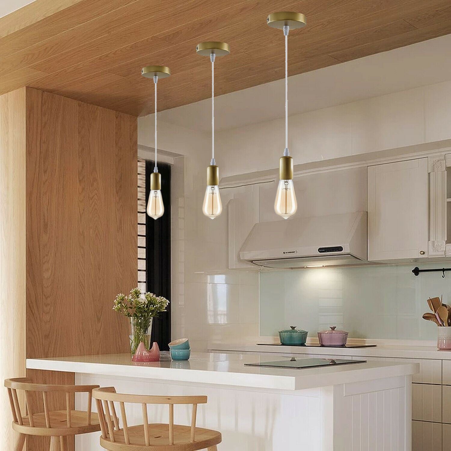 Modern Retro E27 Ceiling Pendant Holder Indoor Hanging Suspension Light Fitting Set~1206 - LEDSone UK Ltd