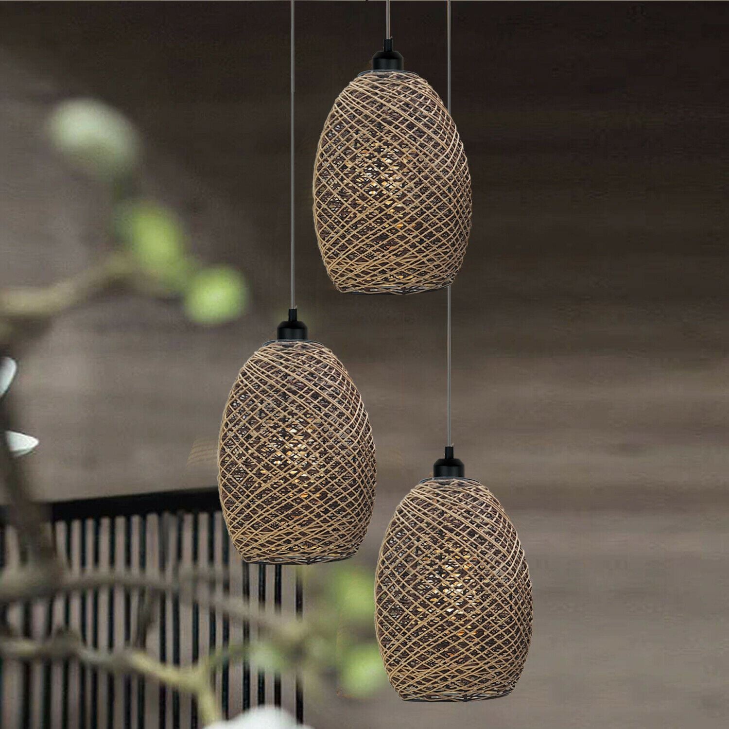 Rattan Wicker Ceiling Pendant Light Shade Hanging Light Antique décor Lampshade~1334 - LEDSone UK Ltd