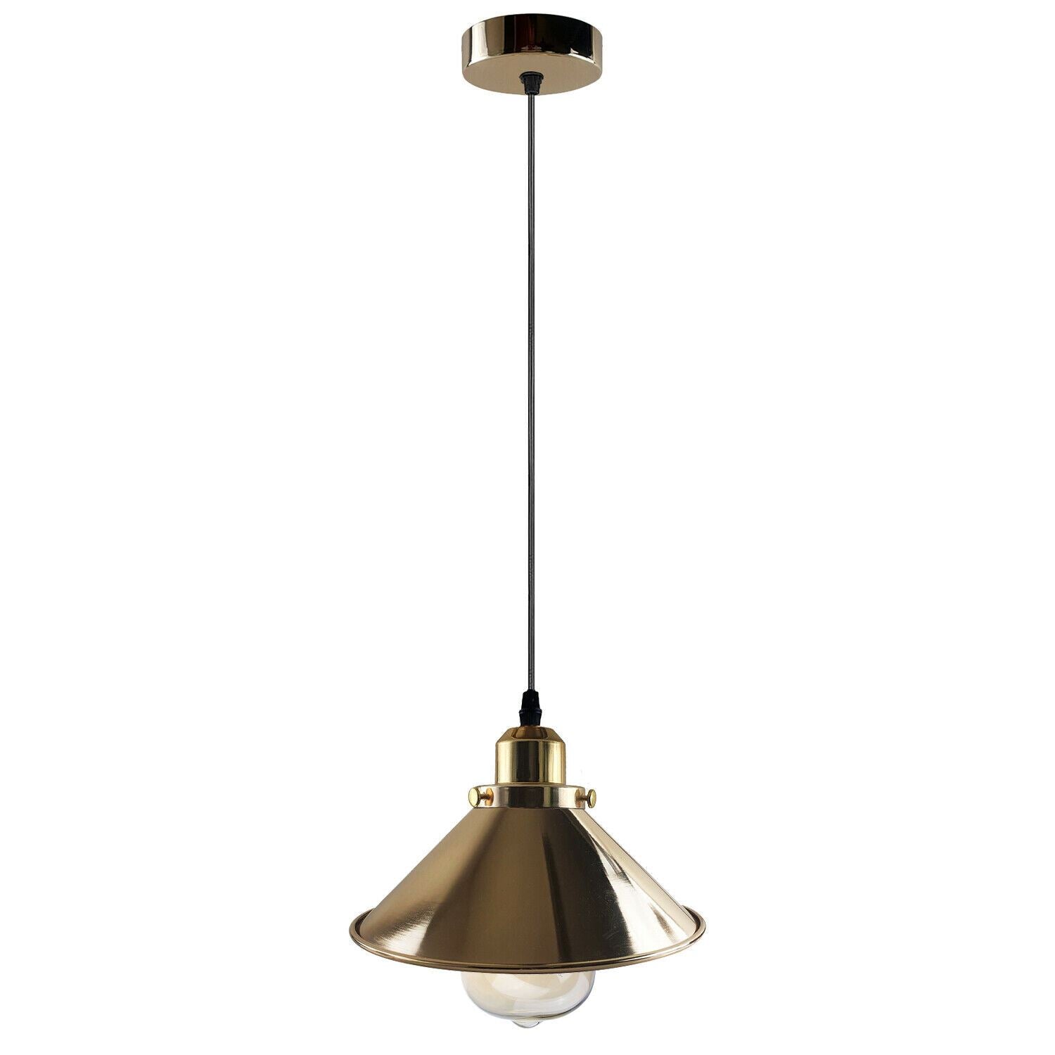Modern Industrial French Gold Hanging Ceiling Pendant Light Metal Cone Shape Indoor Lighting For Bed Room, Kitchen, Living Room~1171 - LEDSone UK Ltd