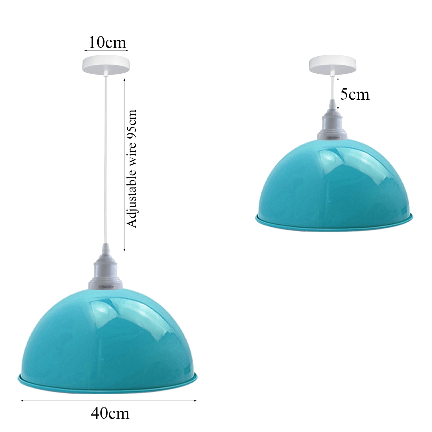4 Pack Vintage Industrial Ceiling Light Blue Pendant Light Retro Loft Style Metal Shade Lamp~3570 - LEDSone UK Ltd