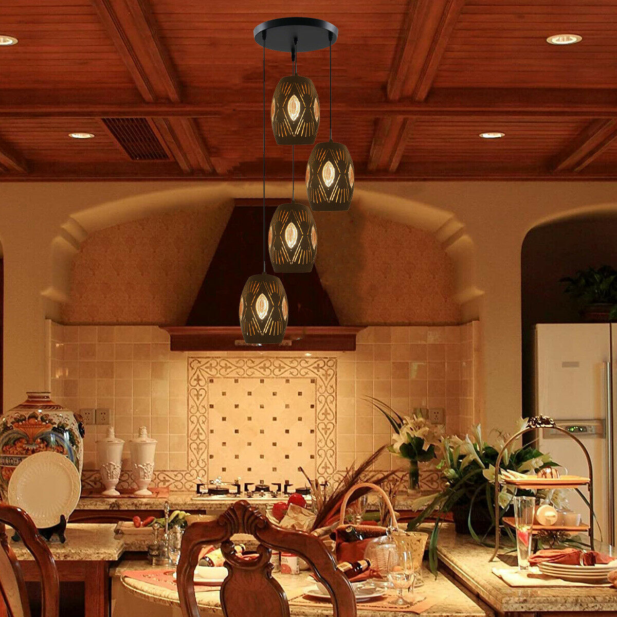 4 Way Multi Tier Ceiling Light Pendant Eyeball Design Shades Modern Fitting~1568 - LEDSone UK Ltd