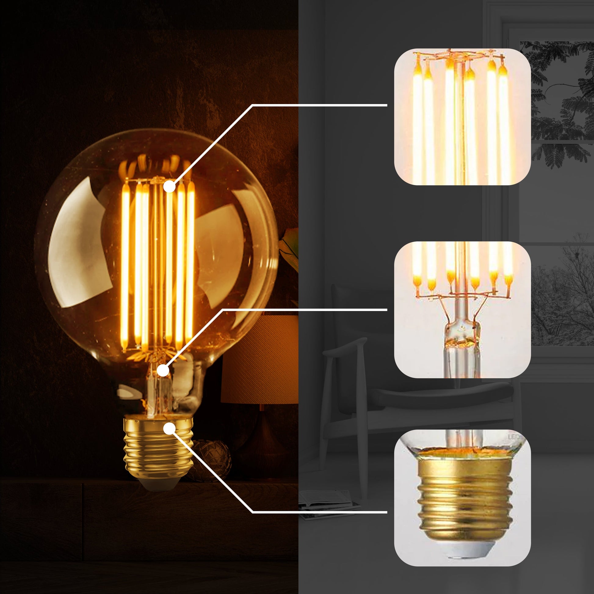 G125 E27 8W Dimmable Globe Vintage LED Light