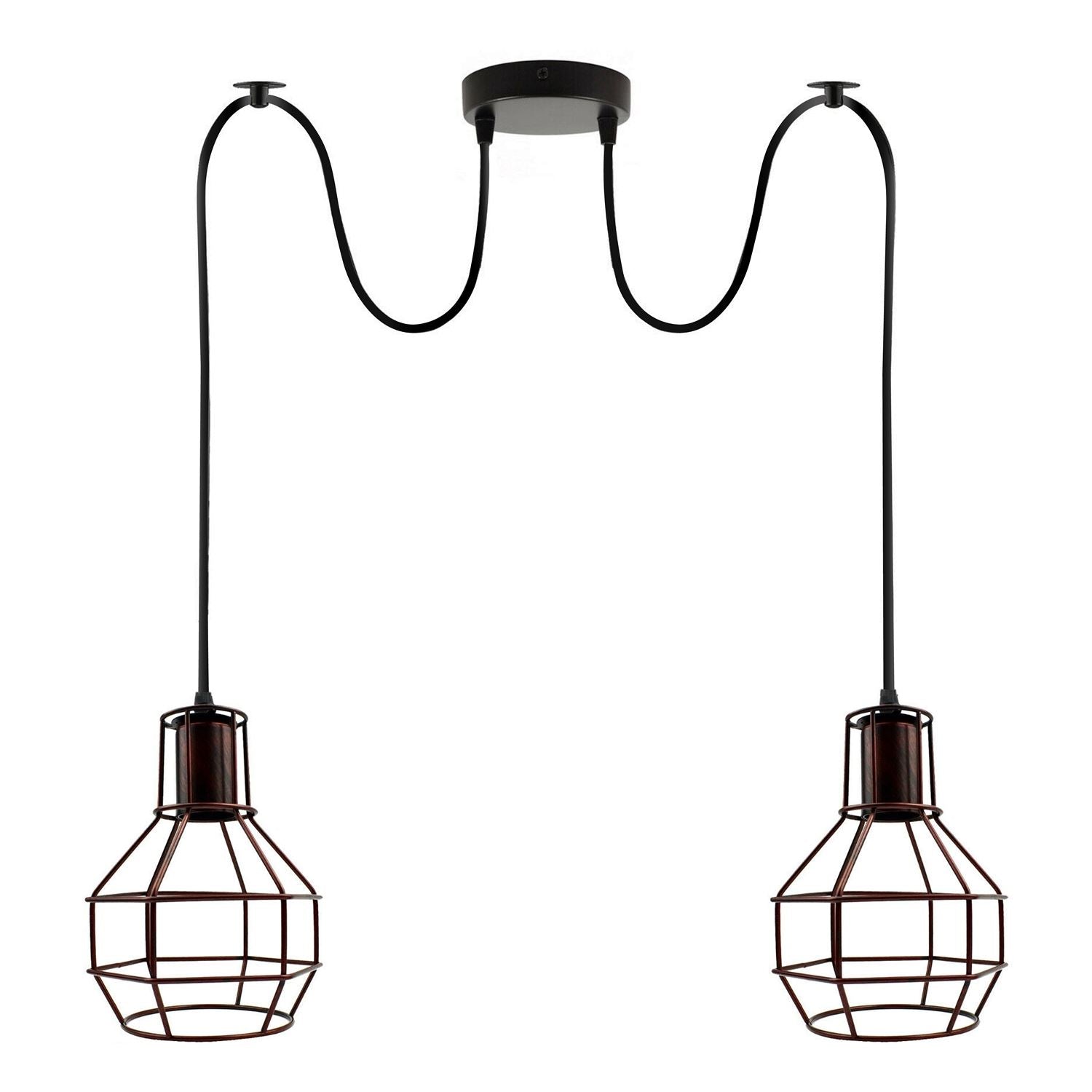 Retro Industrial 2 Way Indoor Ceiling Pendant Chandelier Hanging Light Metal Nest Cage~3390 - LEDSone UK Ltd
