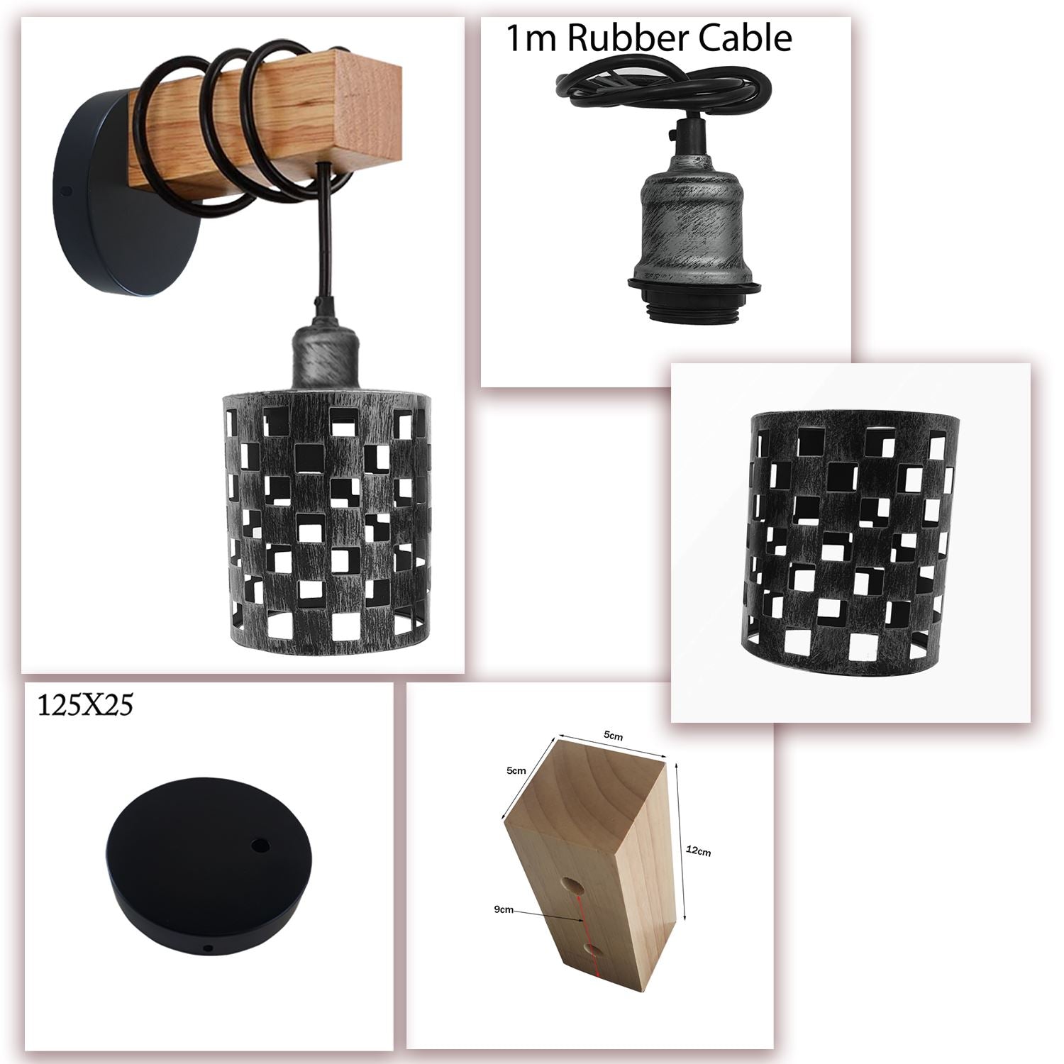 Vintage Industrial Retro Metal Wood Wall Lights Sconce Lamp Fixture~1314 - LEDSone UK Ltd