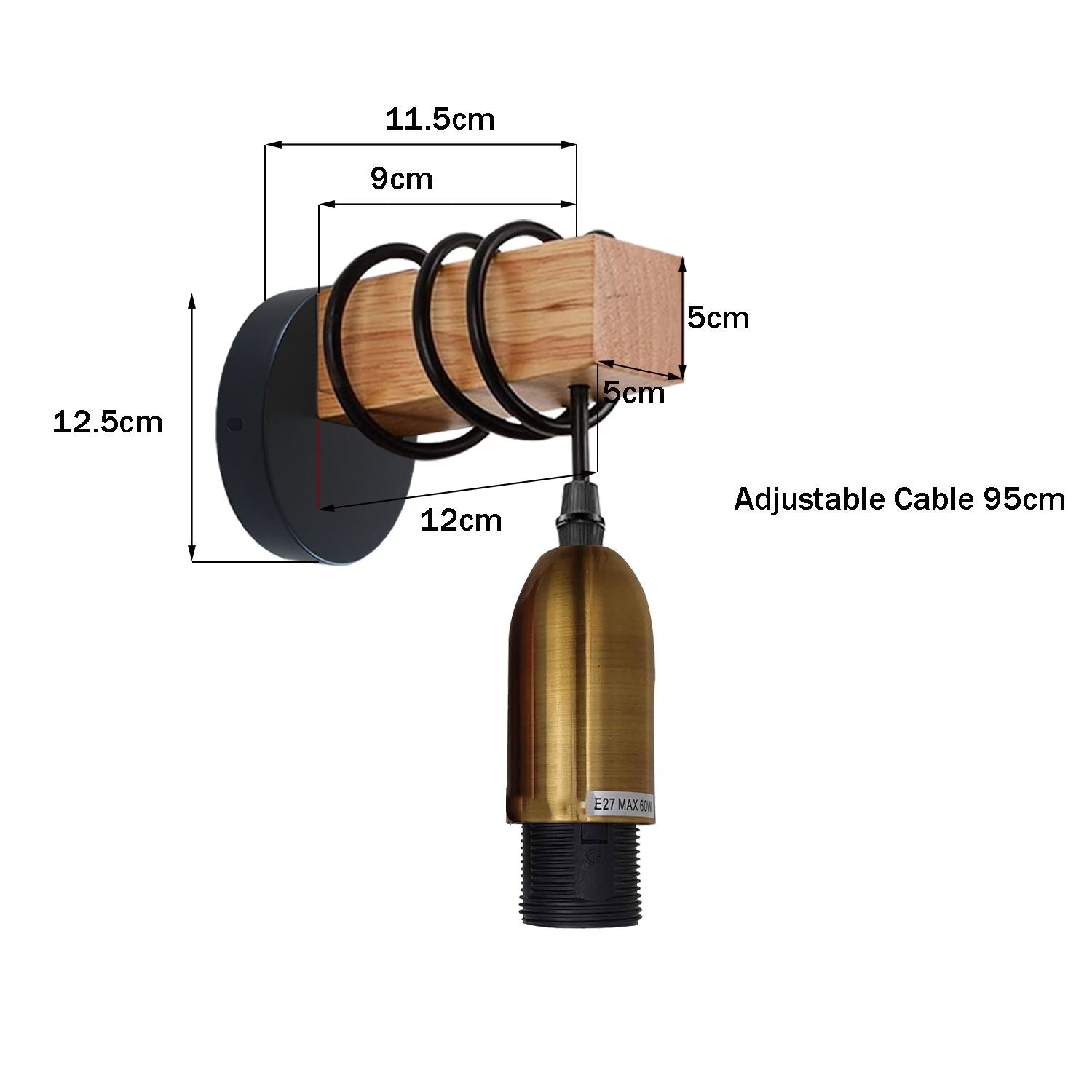 Vintage Industrial Retro Loft Modern Wood Wall Mount Lamp UK~1236 - LEDSone UK Ltd