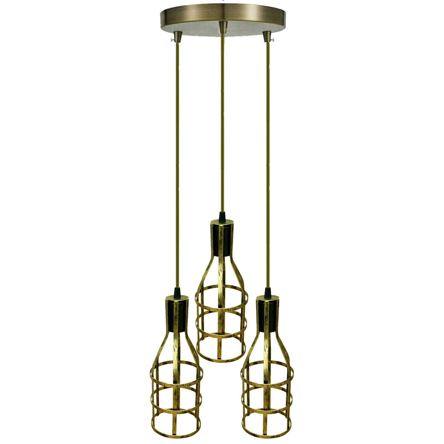 3-Heads Ceiling Pendant Cluster Light brass