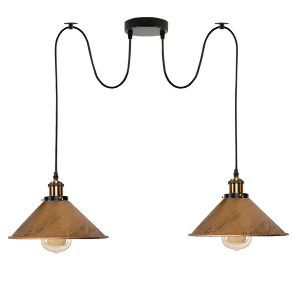 2-weg Retro Industriële plafondkabel E27 Hanglamp hanglamp~3403 – Geborsteld koper / Ja