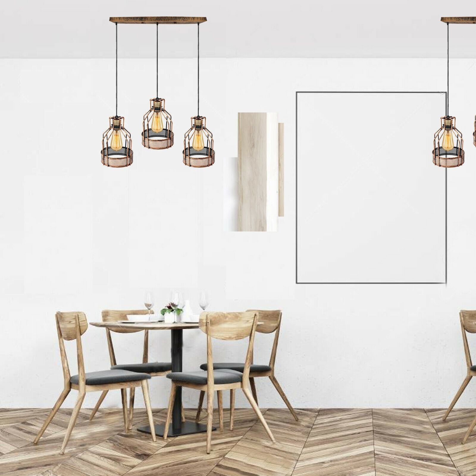 Vintage Modern 3 Head Pendant Light Bird Cage Shape Hanging Lamp UK~1418 - LEDSone UK Ltd