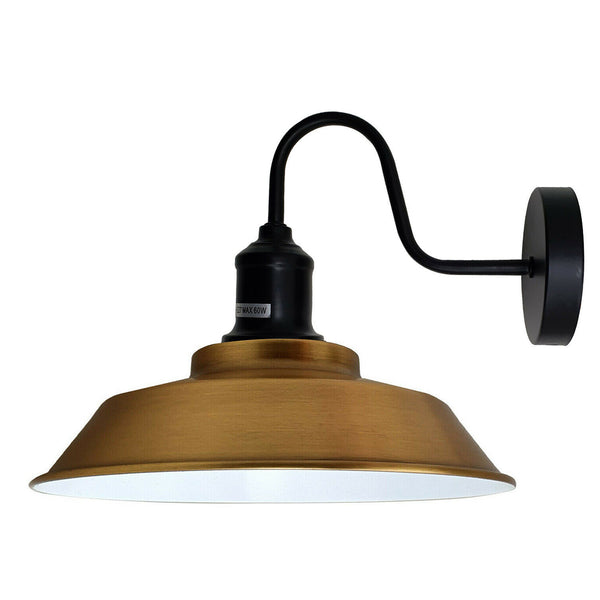 Metalen wandlampenkap voor binnen, retro wandlamp, wandlamp ~ 1979 – Geel messing