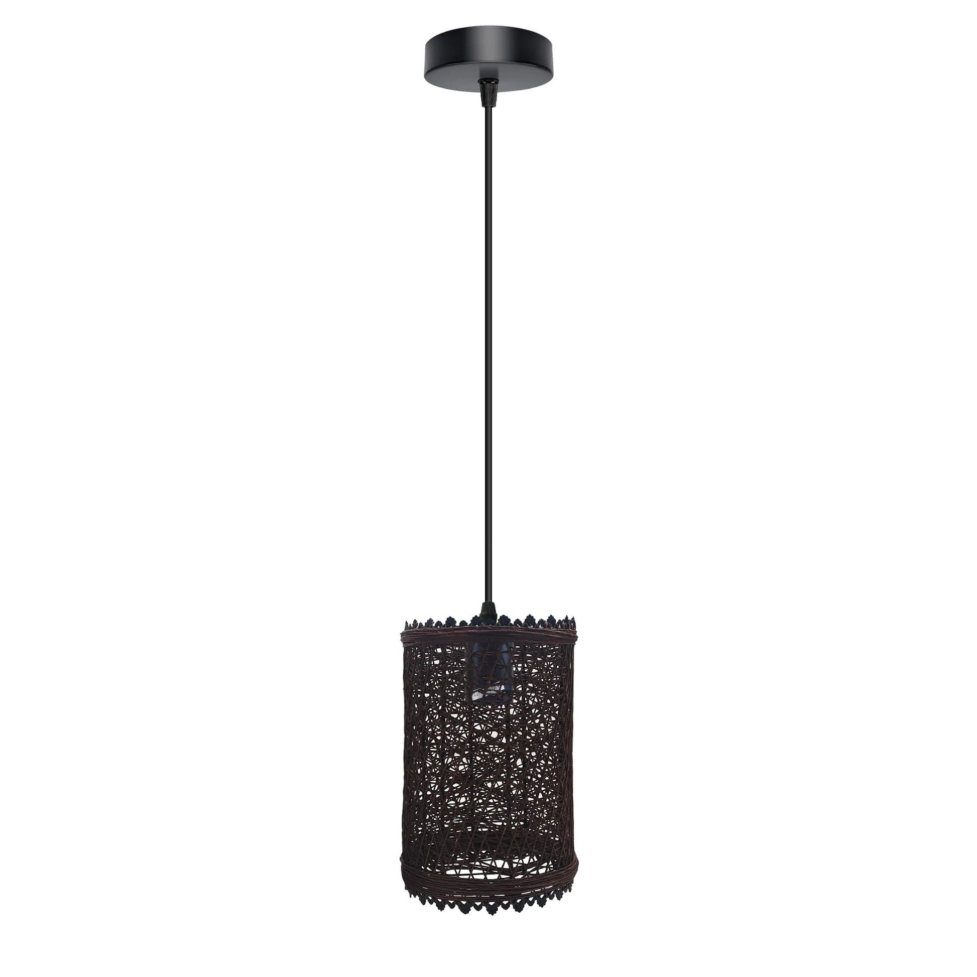 Three black rattan ceiling pendant shades 