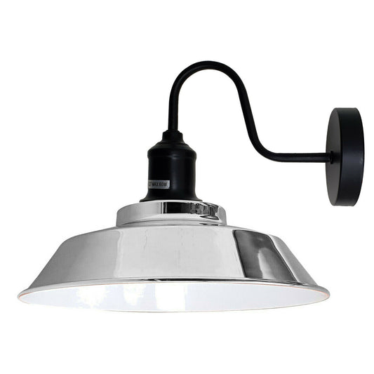 Chromen vintage industriële wandlamp, rustieke wandlamp, wandlamp, 1982