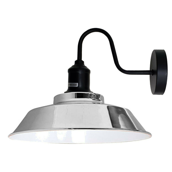 Metalen wandlampenkap voor binnen, retro wandlamp, wandlamp ~ 1979 – Chroom