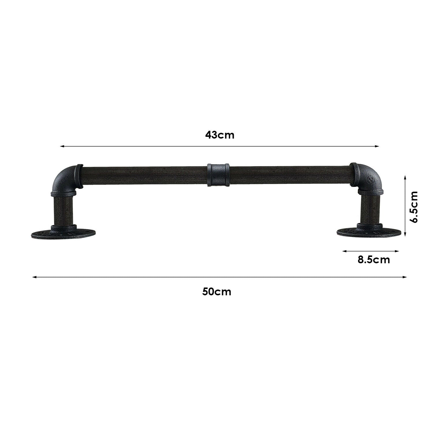 Black Vintage Industrial Retro Style Rustic Iron Pipe Towel Rail Hanging Holder~3581 - LEDSone UK Ltd