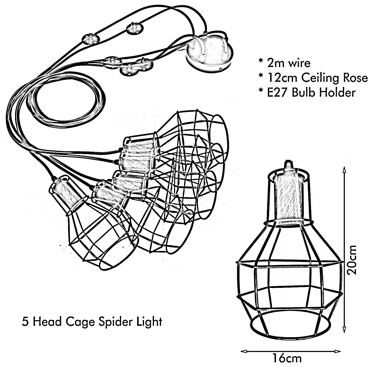 5 head cage spider light
