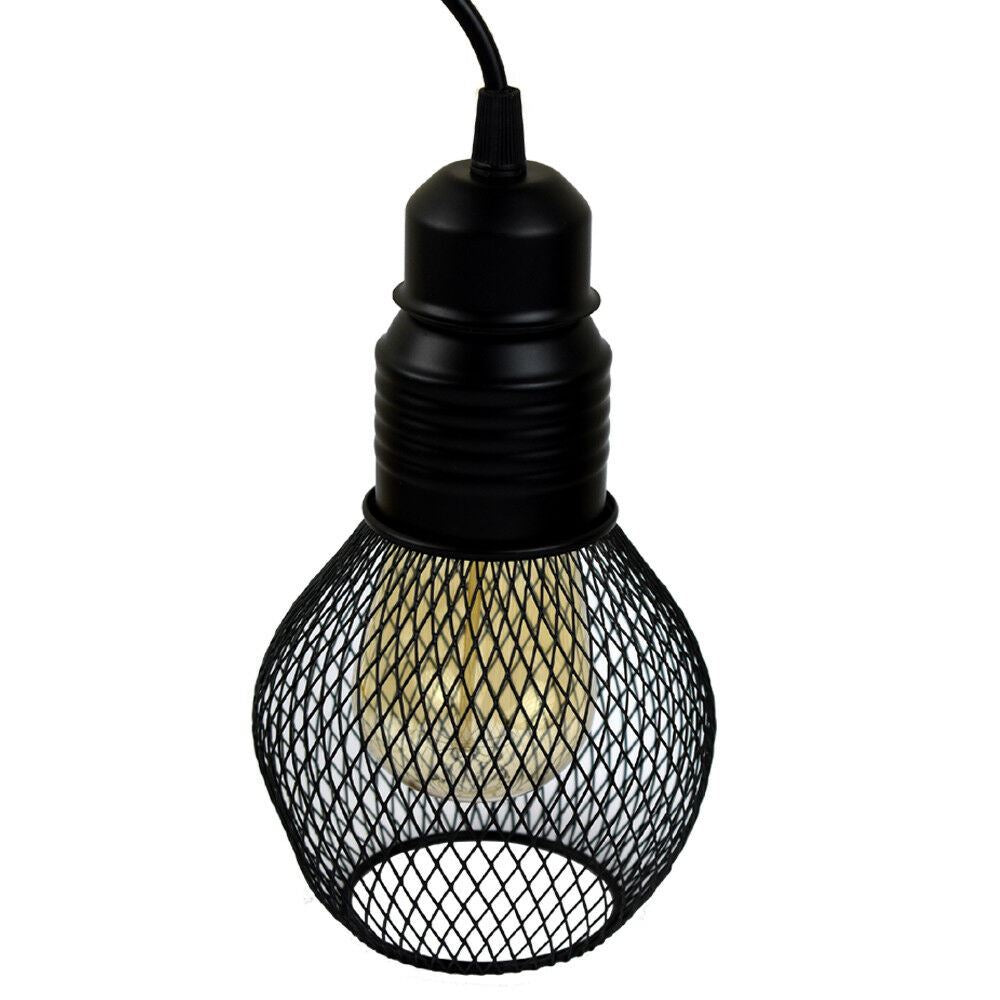 modern ceiling pendant lamp cage fitting black small vintage light~1352 - LEDSone UK Ltd