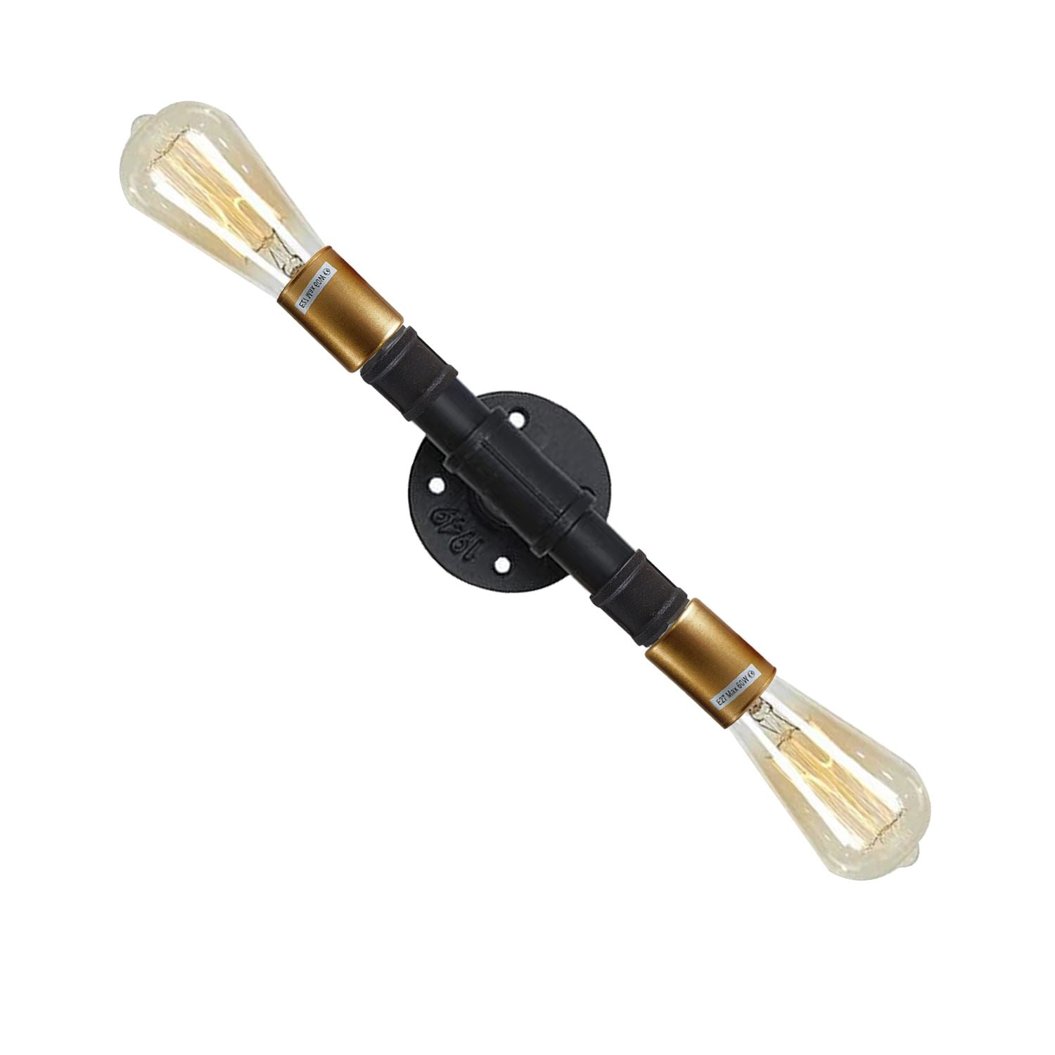 Industrial Wall Lamp Light Fixture Retro Steampunk Water Pipe 2-Light~1278 - LEDSone UK Ltd