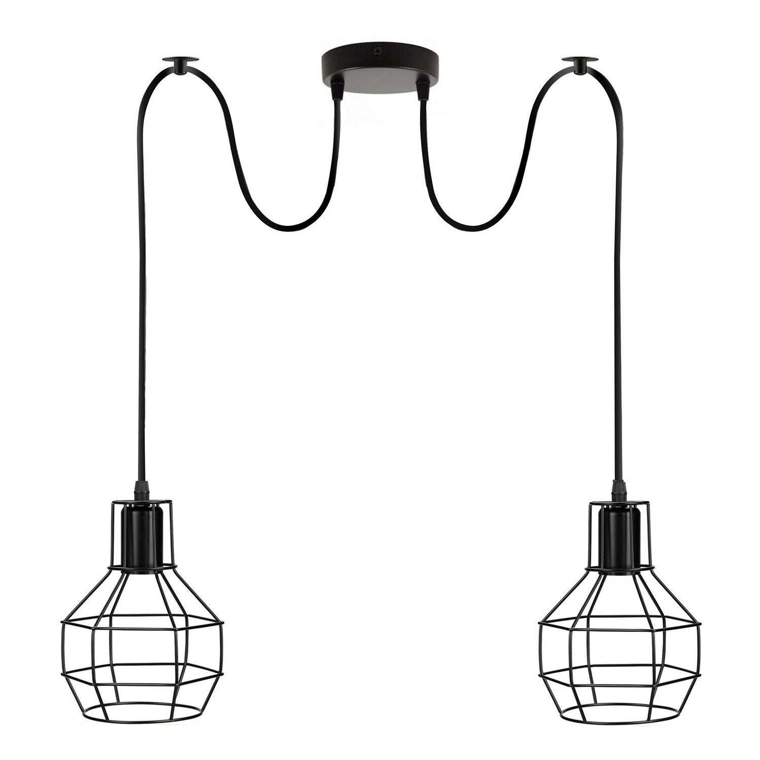 Retro Industrial 2 Way Indoor Ceiling Pendant Chandelier Hanging Light Metal Nest Cage~3390 - LEDSone UK Ltd