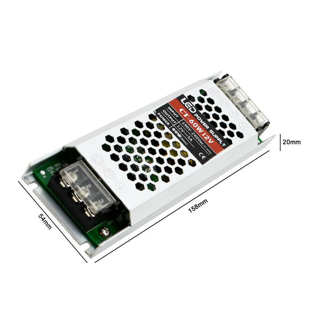 DC12V 60W Ultra Slim LED Driver Power Supply Transformer 240V for LED Strip~2358 - LEDSone UK Ltd